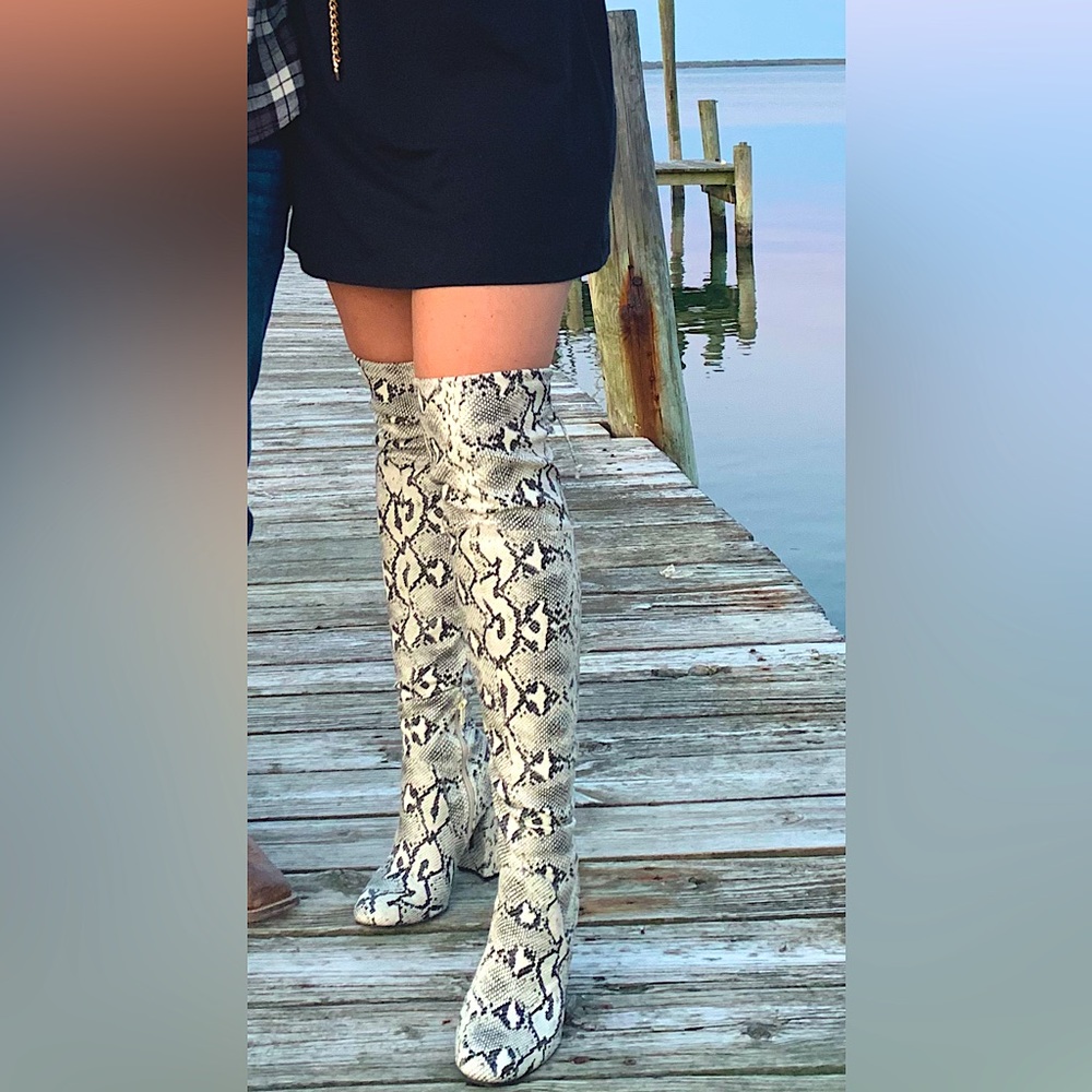 Snake skin high knee boots, size 8.5 woman’s